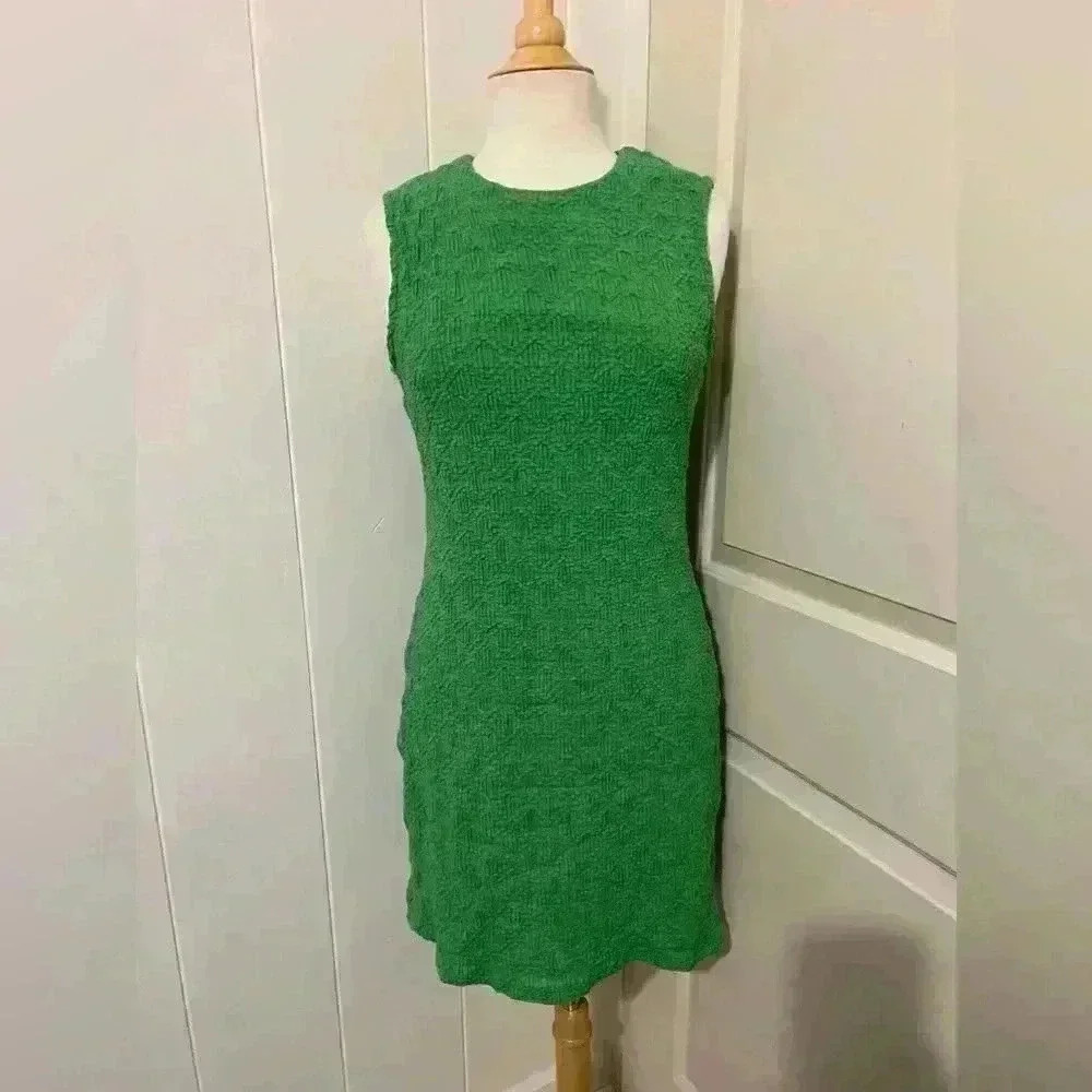Anthropologie $128 Porridge Clothing Green Textured Knit Mini Dress St Patrick’s - Picture 2 of 6